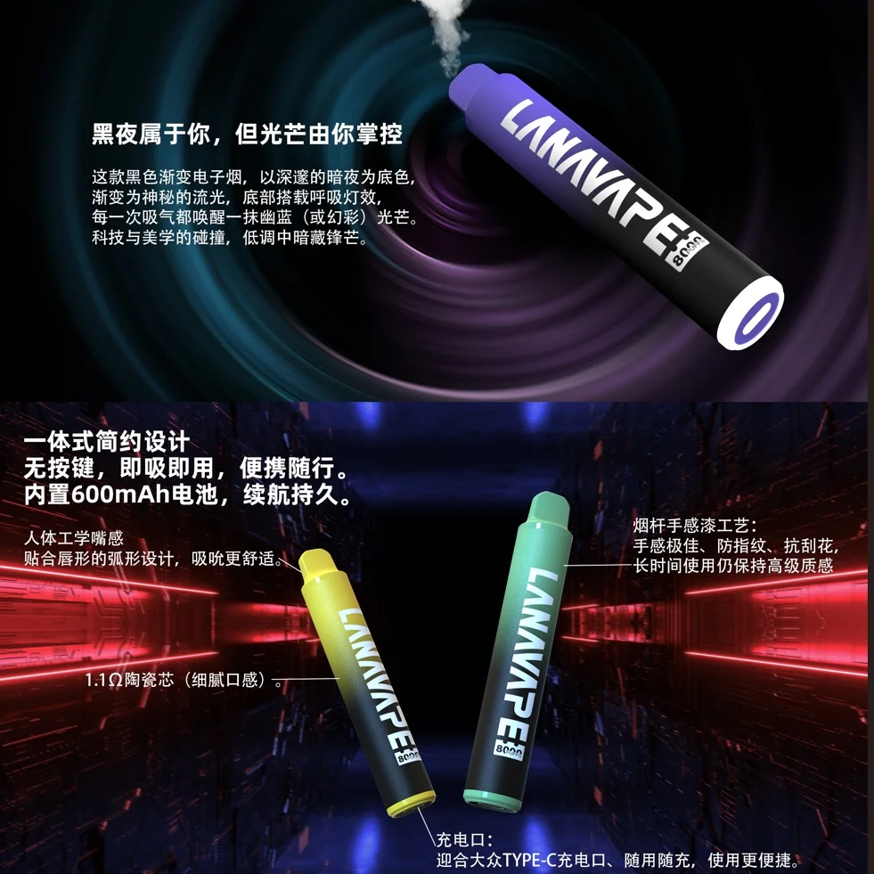 LANA Zolt 8000口拋棄式電子煙，可充電設計與大容量霧化體驗
